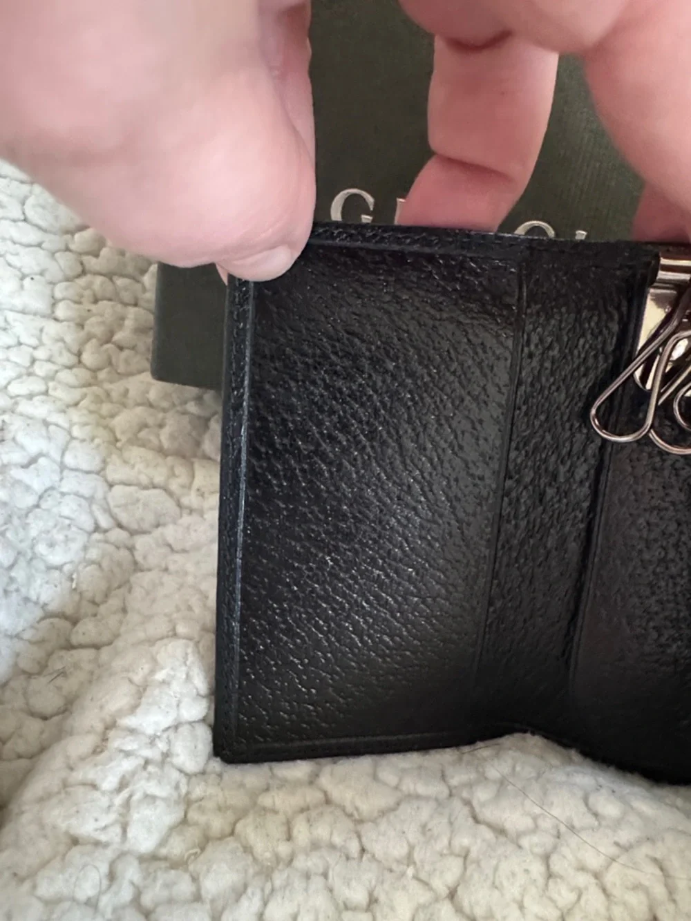 Gucci Black Pebble Leather Card & Key Holder with Signature Metal Trim - Picture 7 of 8